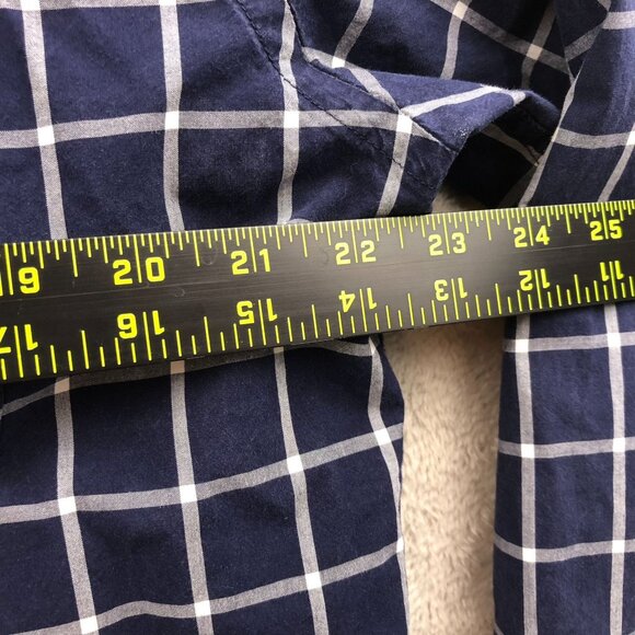 Uniqlo Mens Shirt Size XL Long Sleeve Button Down Windowpane Navy Casual Classic - Picture 5 of 12